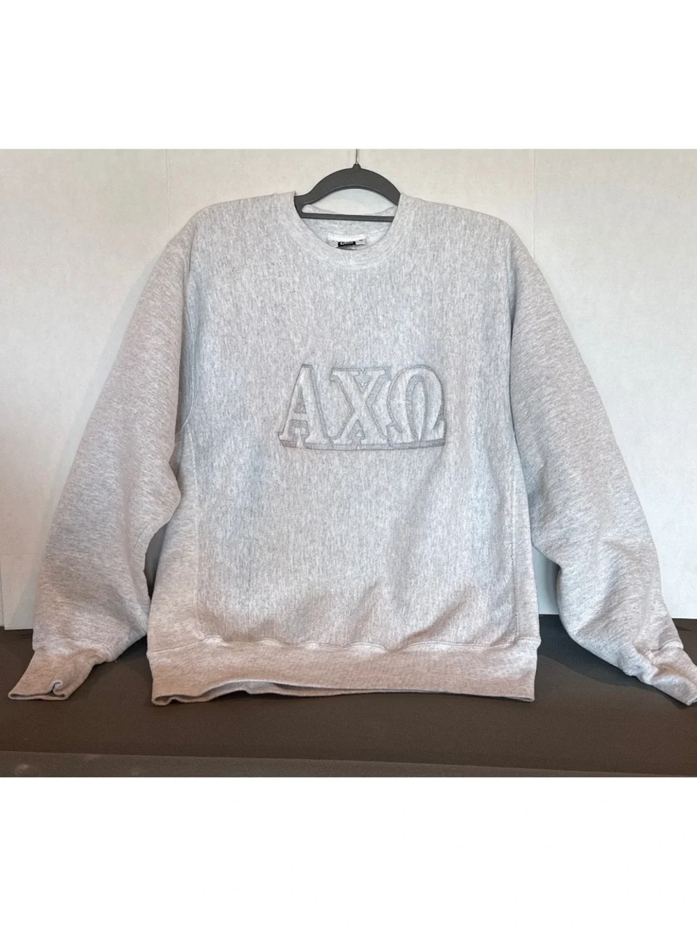 Lee Vintage Gray Crewneck Sweatshirt with Embroidered AXΩ Logo